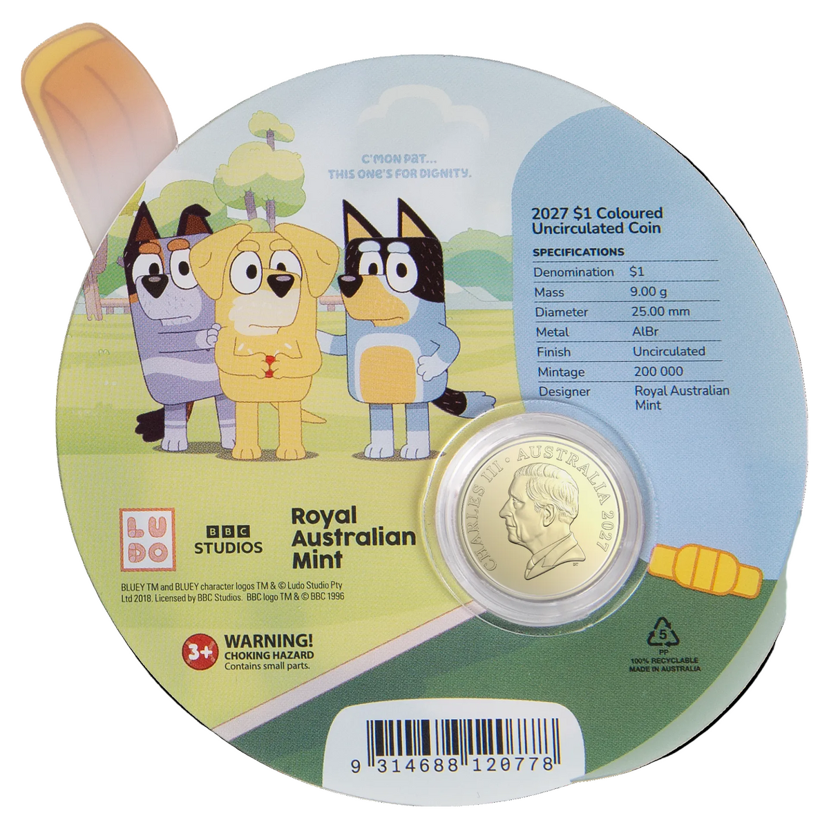 Bluey Cricket - $1 Coin