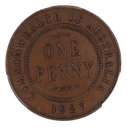 1925 Australian Penny Key Date AU53
