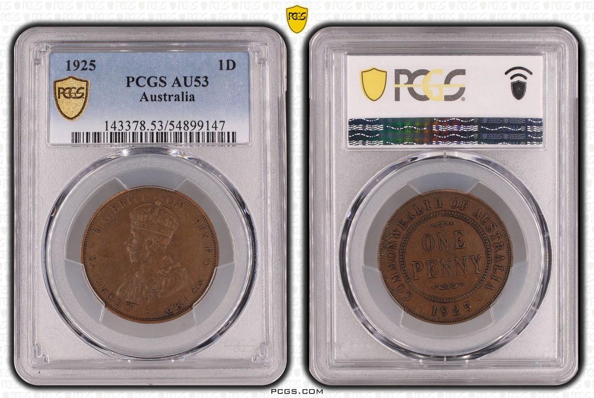 1925 Australian Penny Key Date AU53