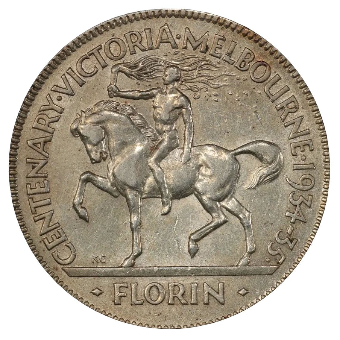1934-35 Melbourne Centenary Florin AU58