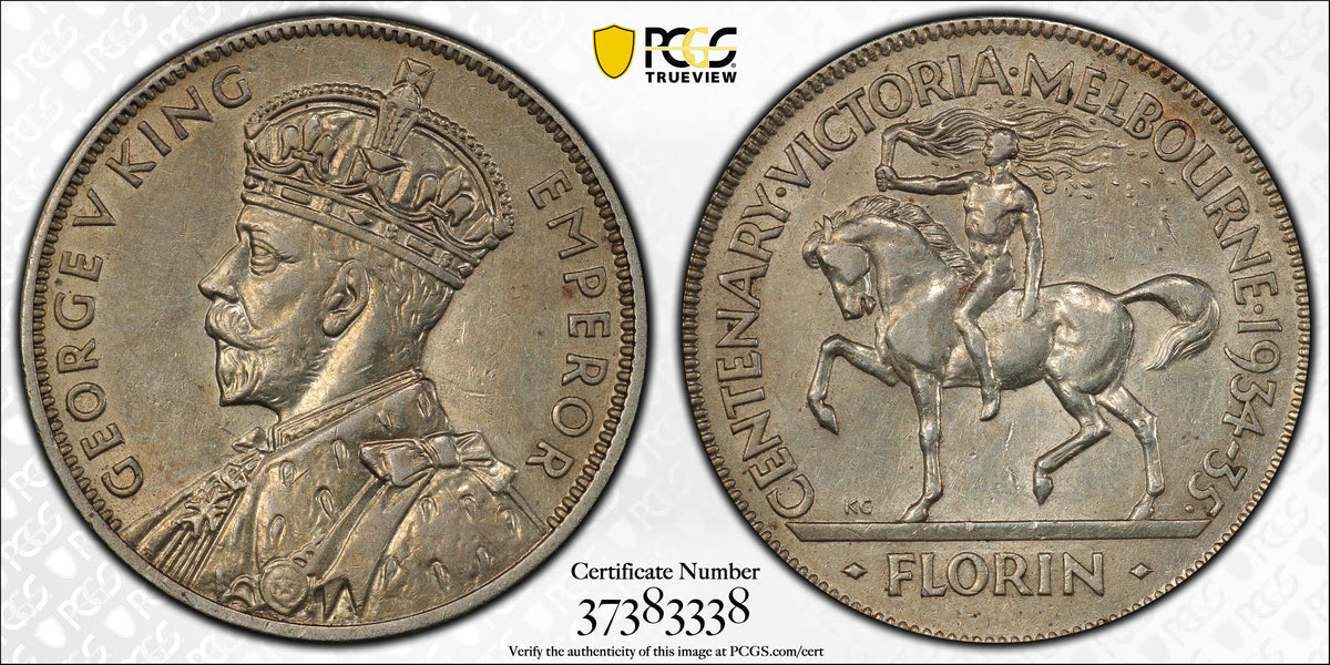 1934-35 Melbourne Centenary Florin AU58