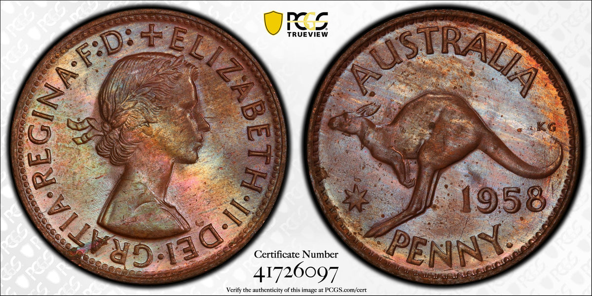 1958 Y. Australian Penny MS64