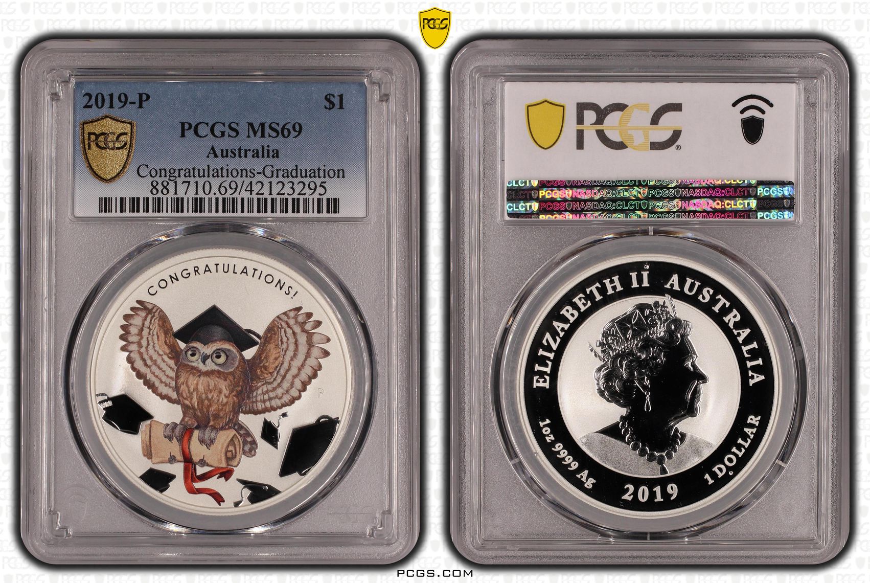 2019 Perth $1 Congratulations-Graduation 1oz Silver MS69