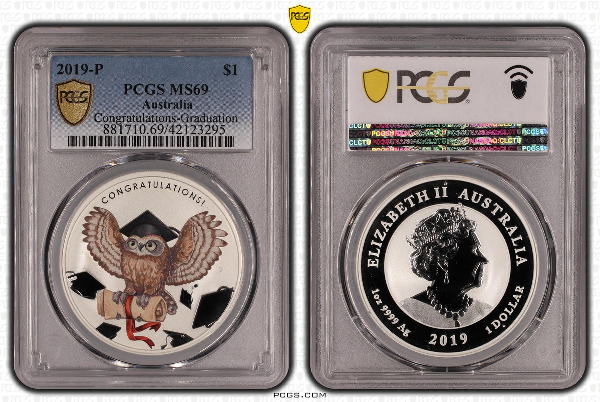 2019 Perth $1 Congratulations-Graduation 1oz Silver MS69