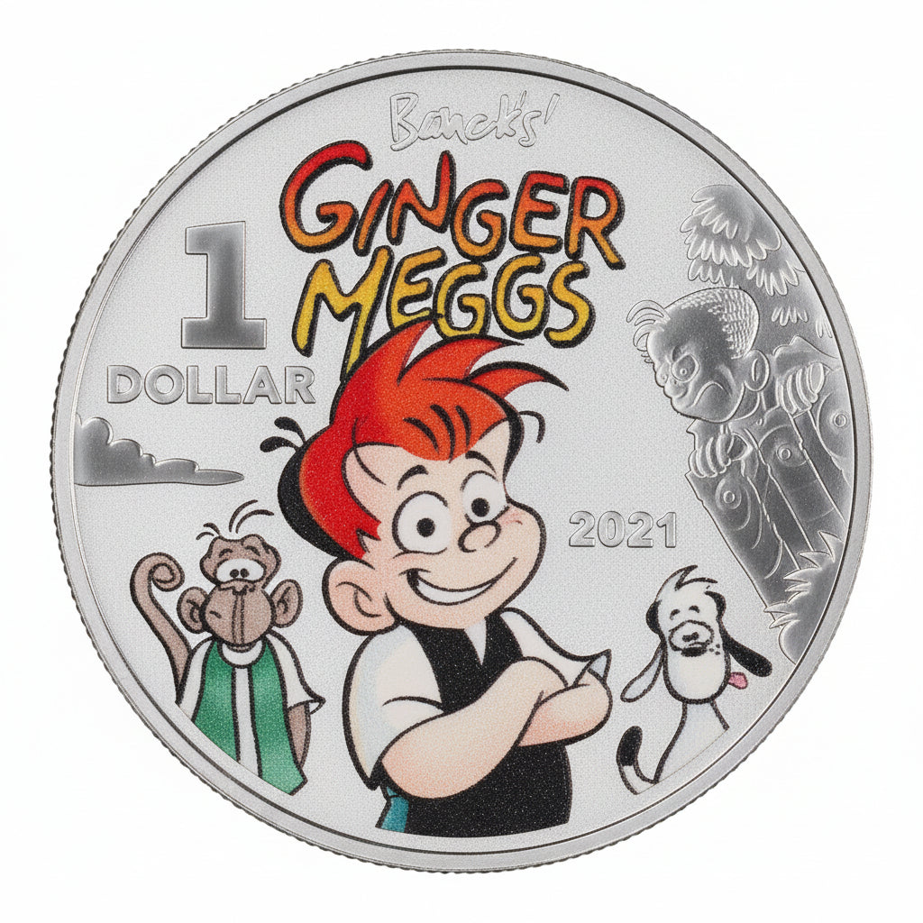 2021 Australia $1 Ginger Meggs “Arms Folded” 1/2 oz Silver MS68