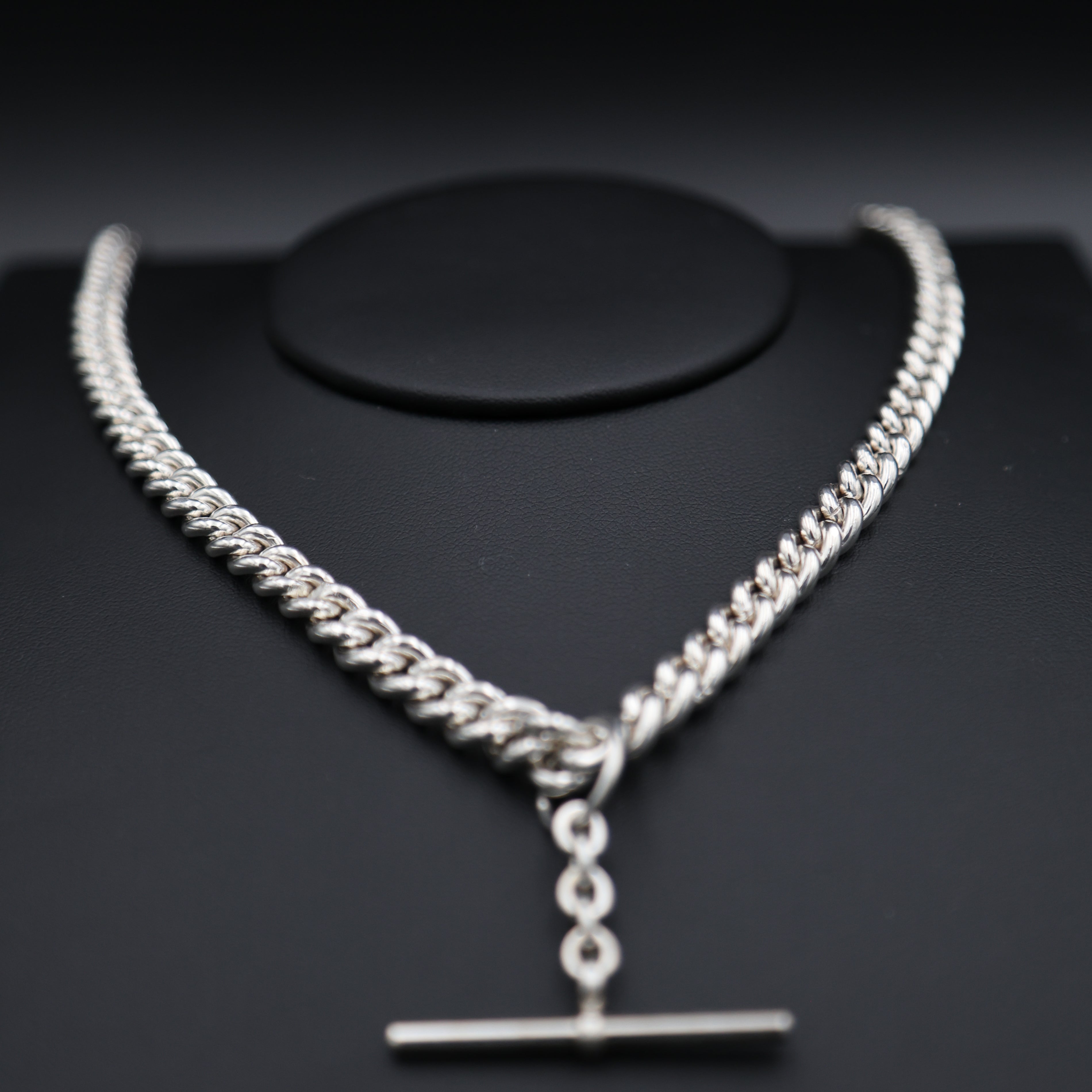 Sterling Silver Curb Link T-Bar Necklace