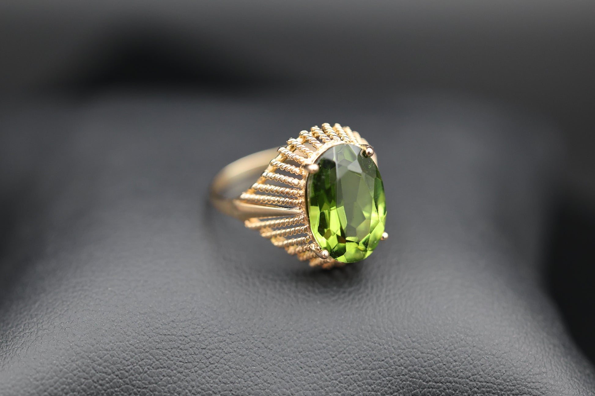14ct, Green Gemstone Ring